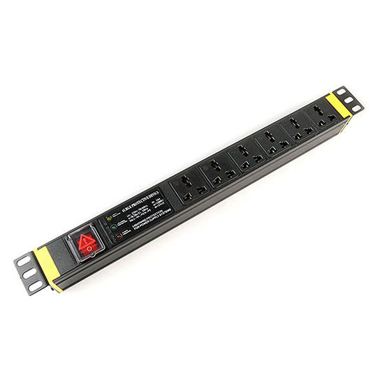 1U Thickness 6 Way Cabinet PDU with Switch and 3D Light for Data Centers