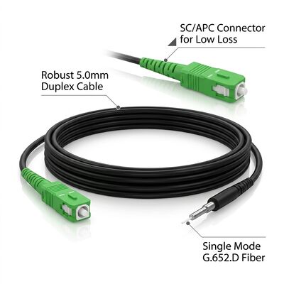Cavo Patch in Fibra Ottica Monomodale Simplex SC/APC G657A2 OS2 9/125um Cavo da Interno FTTH da 5.0mm